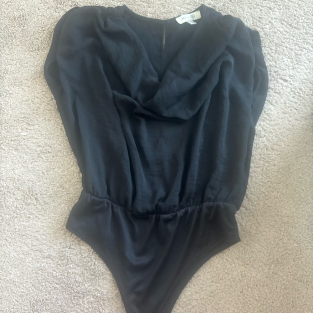 She + Sky Black Kids One Piece Bodysuit